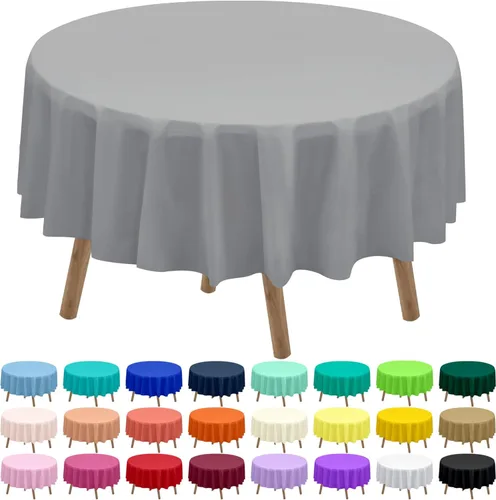 Miniatura 11 de Paquete de 2 manteles de plástico desechables de 84 pulgadas de color azul aguamarina, manteles circulares para baby shower, baby shower, PEVA, azul