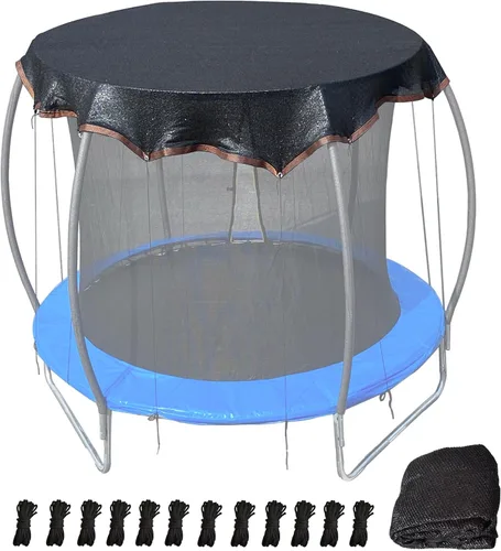 Funda de sombra para cama elástica redonda de 10 pies, cubierta redonda para cama elástica al aire libre para protección solar y bloqueo de hojas,