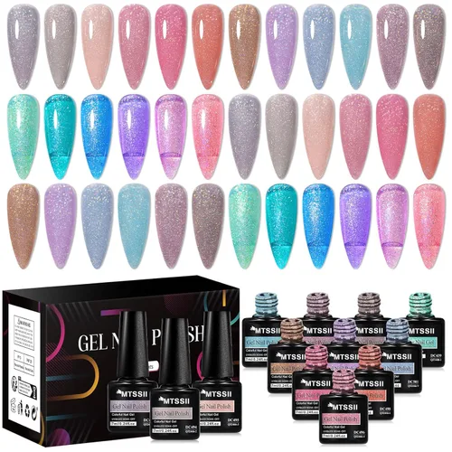 Miniatura 13 de MTSSII Juego de 18 esmaltes de uñas de gel, color nude, rosa, azul, amarillo, kit de esmalte de uñas de gel, compatible con lámpara UV/LED, remojar