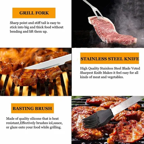 Miniatura 6 de MUJUZE - Accesorios para parrilla, regalos de barbacoa para hombres, juegos de parrilla para papá, accesorios de barbacoa con delantal para papá