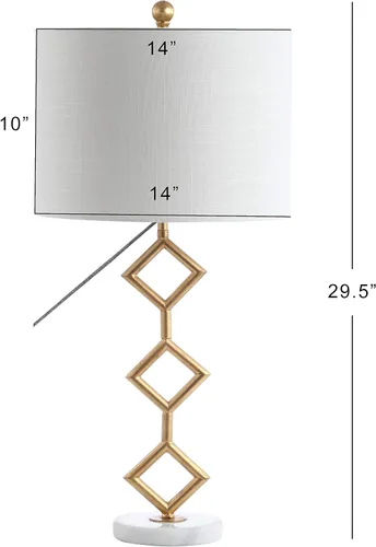 Miniatura 3 de JONATHAN Y Lámpara de mesa geométrica moderna dorada de 29.5 pulgadas con base de mármol, lámpara de silueta de diamante de metal con diamante
