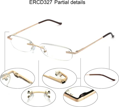 Miniatura 3 de Gafas de lectura sin montura con estuche delgado para hombres y mujeres, negro, dorado y plomizo, azul y rojo Oro