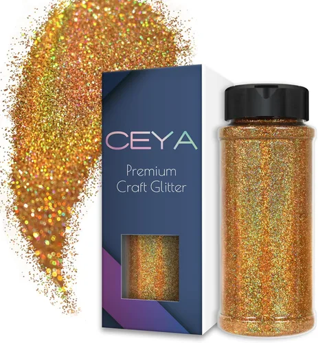 Miniatura 22 de Ceya 110g/ 3.8oz Polvo de Purpurina Holográfica Ultra Fina Láser Verde 1/128” 0.008” 0.2mm para Slime, Resina Epoxy, Manualidades, Vaso, Joyería