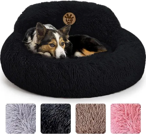 Miniatura 9 de PetJett - Cama calmante para perros pequeños, camas en forma de dona de 23 pulgadas, antideslizante y lavable, cama para mascotas de piel sintética