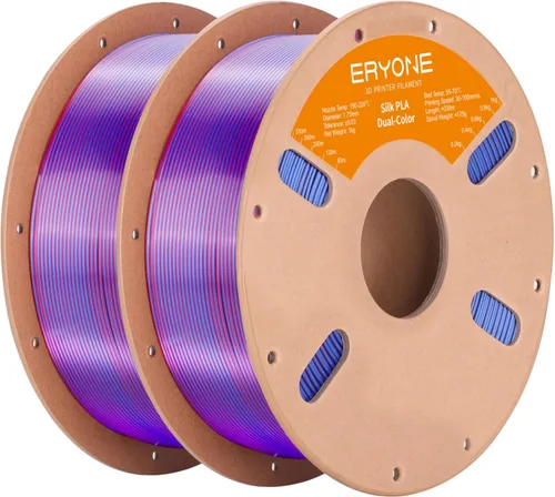 Miniatura 13 de ERYONE Filamento de ácido poliláctico (PLA) de seda bicolor para impresora 3D, de 1.75 mm +/- 0.03 mm, carrete de cartón de 1 kg (2.2 libras)