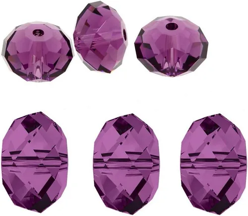 100 piezas Adabele cuentas austriacas de 10 mm facetas sueltas de cristal rondelle amatista, espaciadores compatibles con 5040 cristales Swarovski