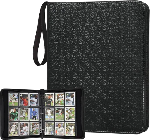 Miniatura 49 de GERMUN Carpeta de tarjetas de poliuretano, 16 bolsillos, carpetas de soporte premium para más de 1000 tarjetas, álbum de bolsillo de doble cara
