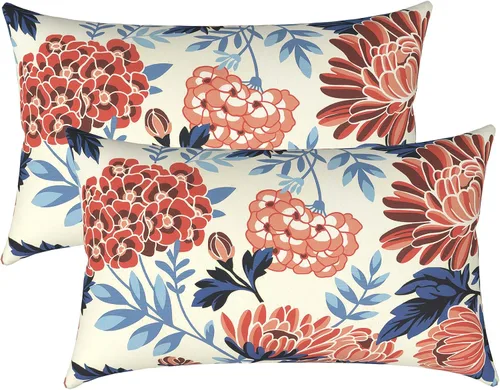 Miniatura 123 de LVTXIII Juego de 2 almohadas lumbares para patio, 12 x 20 pulgadas, resistentes a la decoloración, para exteriores con interiores, cojines lumbares