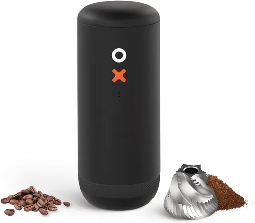 Nuttii Molinillo de Café de Fresas - Eléctrico, Portátil, Pequeño, Molinillo de Granos de Café de Fresas Cónicas Silencioso y Ajustable, 20 Negro