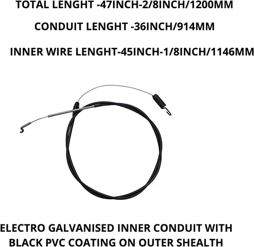 Miniatura 2 de Cable de freno 105‑1844 – Reemplazo para cortacéspedes de empuje Walk‑Behind, se adapta a sistemas de frenos de motor estándar