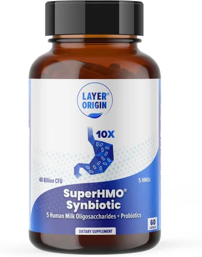SuperHMO: Cápsulas Sinbióticas con 5 Prebióticos HMO y 40 mil millones de probióticos CFU - Bifidobacterias y Lactobacillus, 60 unidades