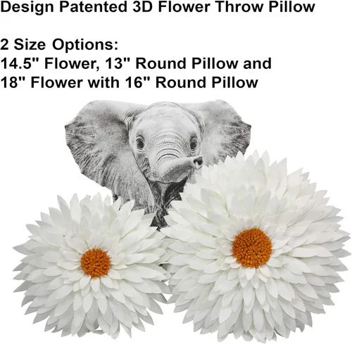 Miniatura 6 de Almohada decorativa 3D de flores de margarita, manta de girasol de 14.5 x 13 pulgadas, decoración redonda para el hogar para sofá y cama