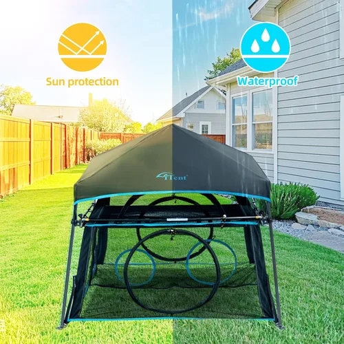 Miniatura 4 de Catio extragrande para gatos al aire libre, tienda de campaña plegable de 2 niveles con 3 puertas para patio, balcón, interior y campamento