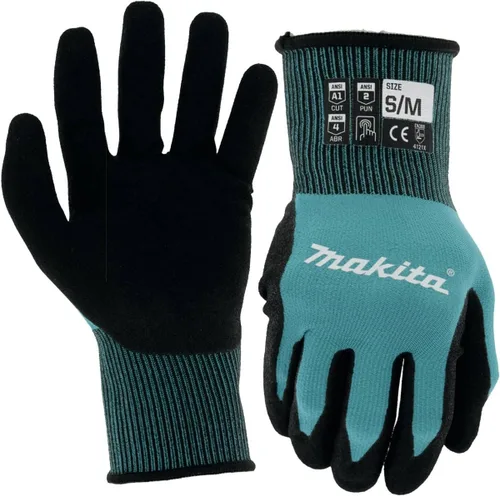 Miniatura 10 de Makita Unisex FitKnitÂ T 04123 Guantes con revestimiento de nitrilo FitKnit Cut de nivel 1, Grande X Grande, Azul Verde/Negro, Grande X-Grande EE. UU