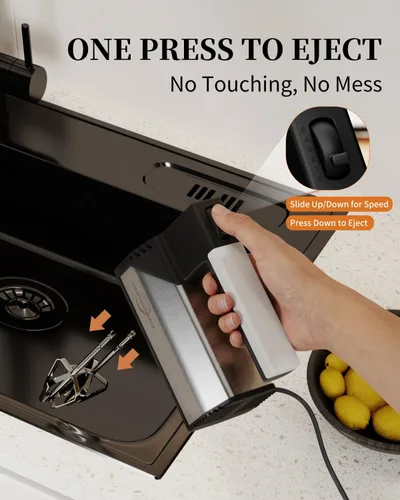 Miniatura 7 de Batidora de mano eléctrica de mano, mezclador eléctrico de 5 velocidades de 200 W con 4 accesorios de acero inoxidable, batidora de mano portátil