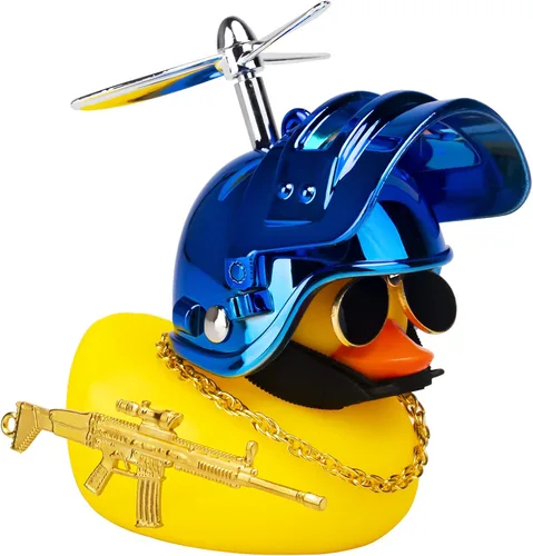 Miniatura 12 de wonuu Adornos de pato de goma para automóvil, pato amarillo fresco, decoraciones de tablero de automóvil, gafas chirriantes de pato con casco de Y