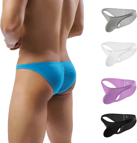 Miniatura 4 de Ropa interior para hombre de cintura baja de seda de hielo para hombre, bikini translúcido