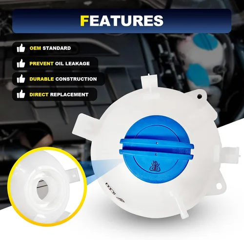 Miniatura 6 de 603-253 Tanque de expansión de recuperación de depósito de refrigerante del motor delantero con tapa compatible con Audi A3 Q3 TT 2006-2019