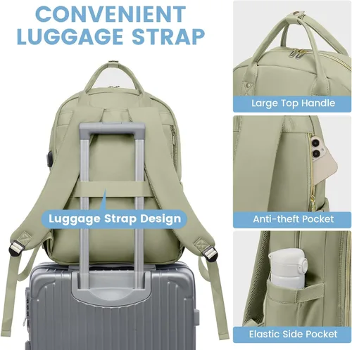 Miniatura 4 de LOVEVOOK Mochila para computadora portátil para mujer, resistente al agua, mochila de trabajo de viaje, bolsa de trabajo para profesores