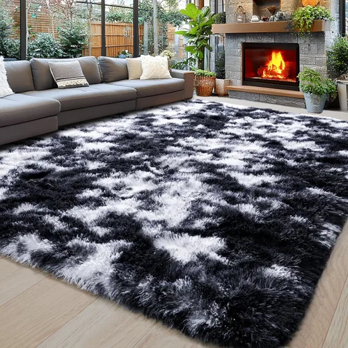Miniatura 102 de Alfombras de área de 8x10 para sala de estar, alfombra shaggy grande ultra suave y esponjosa para dormitorio, alfombras de felpa mullida Blanco crema