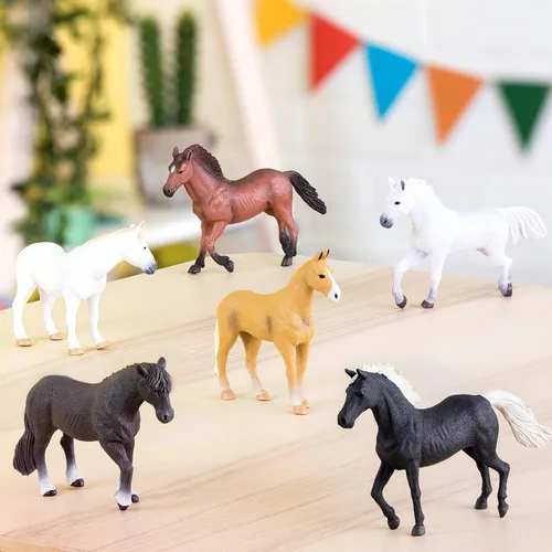 Miniatura 12 de Terra by Battat – 6 piezas de juguetes de caballo de 6 pulgadas – Figuras realistas de mustang – Figuras de animales de plástico – Regalo