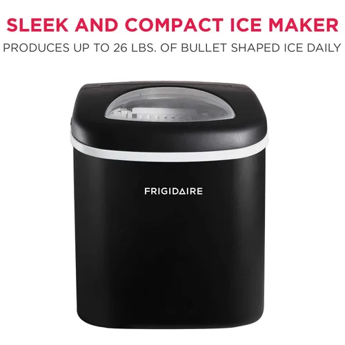 Miniatura 3 de FRIGIDAIRE EFIC101-BLACK - Máquina para hacer hielo para encimera, 26 libras, tamaño de cubo de hielo ajustable, máquina portátil de cubitos de Negro