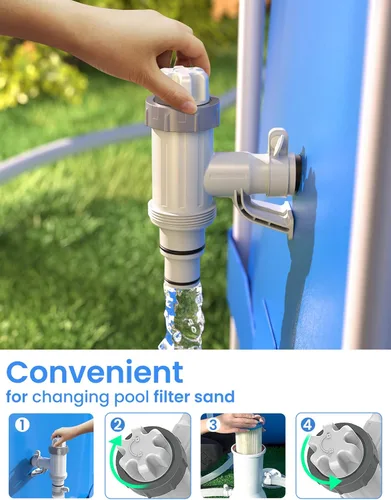 Miniatura 3 de VOEER - Piezas de repuesto para piscina con soporte de tubo de piscina y válvula de émbolo para piscina sobre el suelo, adaptador de manguera
