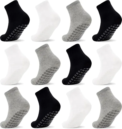 Miniatura 9 de SkiBeaut Calcetines antideslizantes para niños pequeños con agarre, paquete de 12 calcetines antideslizantes para niños de 1 a 7 años