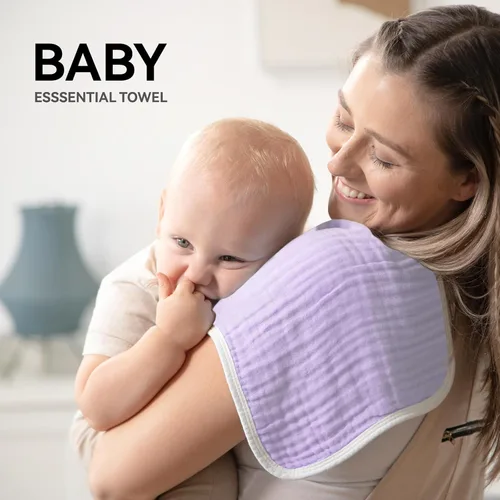 Miniatura 3 de Synrroe-Paños grandes de muselina para eructos, para bebés niñas y niños, baberos de muselina extraabsorbentes y suaves, 6 capas, 20 x 10 pulg, 100%
