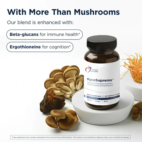 Miniatura 4 de Designs for Health MycoSupreme - Ocho hongos con Reishi, Shiitake, Chaga, melena de león y más - Suplemento de hongos de apoyo inmunológico a base