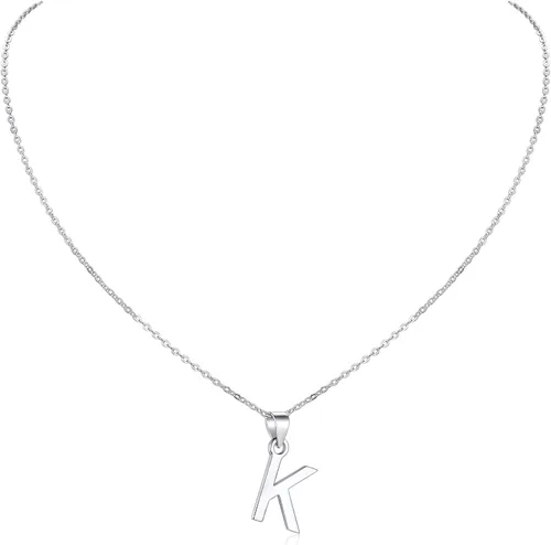 Miniatura 5 de SILVERCUTE Initial NecklaceEarrings for Women Girls, Hypoallergneic 925 Sterling Silver Fine Jewelry, Cute Dainty Name Chain Choker, Letter Pendant