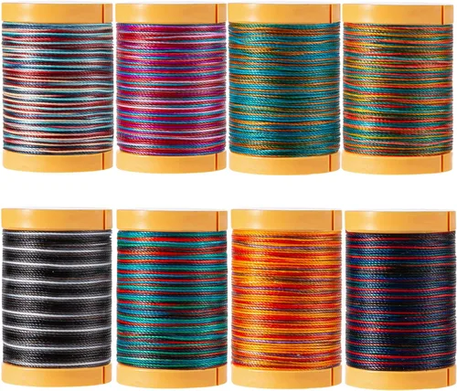 Hilo de Poliéster Encerado Variegado - 8 Colores Profundos Ombre - Hilo de Cera de 0,5 mm para Pulseras DIY, Correas, Micro Macramé, Fabricación de