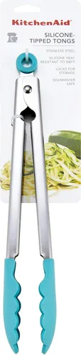 Miniatura 6 de KitchenAid Pinzas de acero inoxidable con punta de silicona, 12 pulgadas, Aqua Sky aguamarina (Aqua Sky)