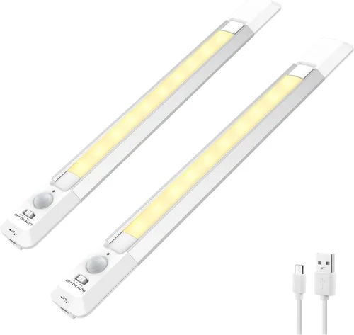 Miniatura 9 de BIGMONAT Luz nocturna LED con sensor de movimiento, luces inalámbricas recargables por USB para debajo del gabinete, barra de iluminación magnética