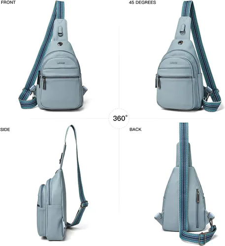 Miniatura 7 de Bolsa bandolera de 7 litros para mujeres y hombres, bolsa cruzada de hombro, mochila, cangurera, bolsa de viaje de piel sintética