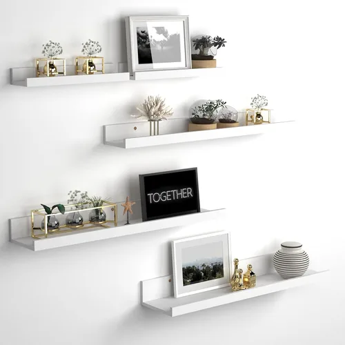 Miniatura 11 de Giftgarden Juego de 5 estantes flotantes de 24 pulgadas montados en la pared, estantes de pared de madera negra para baño, dormitorio, cocina, sala