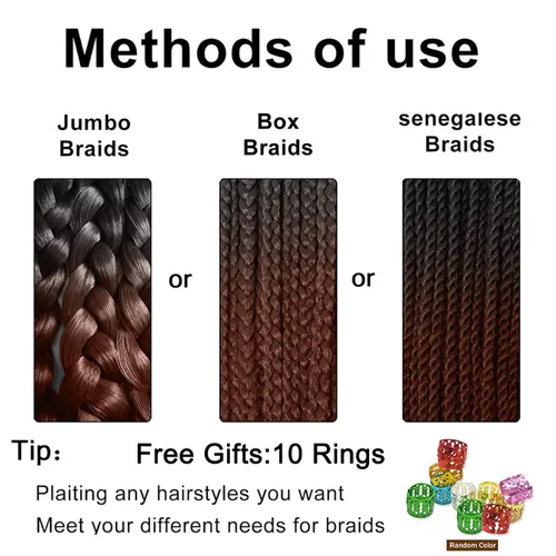 Miniatura 5 de Cabello trenzado preestirado de 26 pulgadas 8 paquetes de trenzas de ganchillo preestiradas extensiones de cabello sintético profesional sin picazón