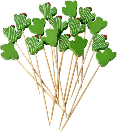 Miniatura 16 de Restaurantware Pinchos de comida de 2.8 pulgadas, 100 palitos de canapé con cuentas, resistentes, desechables, color rojo y crema, púas de madera