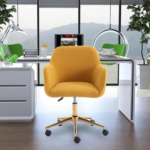 Miniatura 3 de Silla moderna de peluche para oficina en casa, silla giratoria ajustable para sala de estar, bonito escritorio para adolescentes, decoración