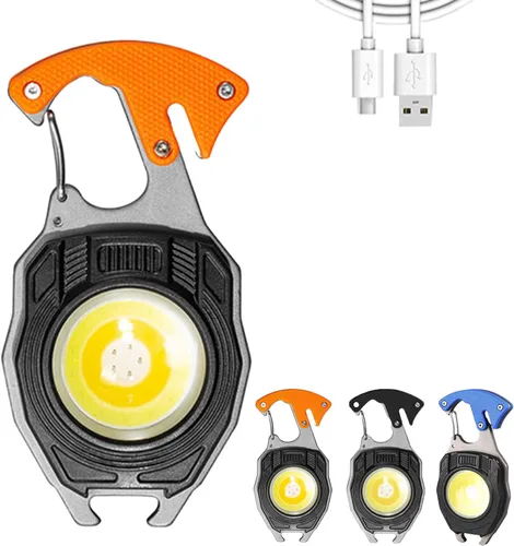 Miniatura 8 de Linterna llavero multifunción 2023, linterna pequeña LED, linternas pequeñas de mazorca, luz de trabajo con llavero pequeño, destornillador para Azul