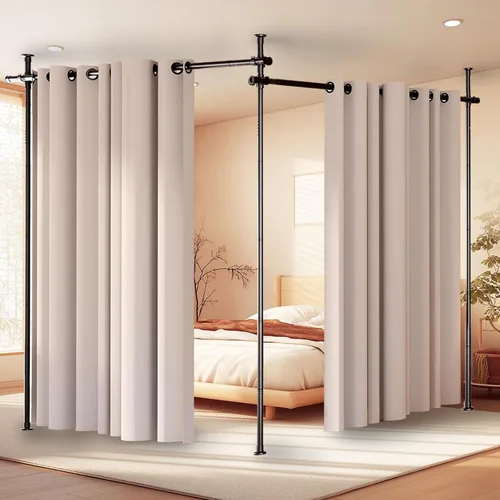 Barra de cortina divisora de ambientes – Divisores de habitación sin perforaciones para separación de habitaciones, 4-10 pies de alto 28-120