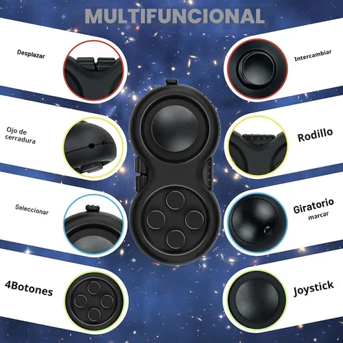 Miniatura 4 de Juego Original de Juguete Fidget, Controlador Clásico de Goma Juguete Fidget de Concentración con 8 Funciones Fidget y Cordón - Excelente