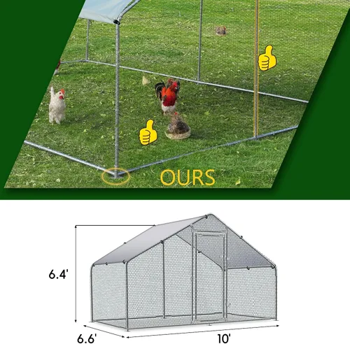 Miniatura 2 de TOLEAD Gallinero de metal grande mejorado con malla de alambre de tres soportes, corral de pollo, con cubierta resistente al agua y anti-UV, casa