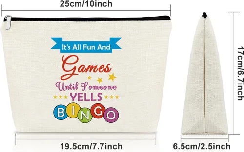 Miniatura 3 de Sazuwu Bolsa de maquillaje para juegos de bingo, regalos para amantes del bingo, bolsa de cosméticos, bolsa de juegos de azar de la suerte de casino