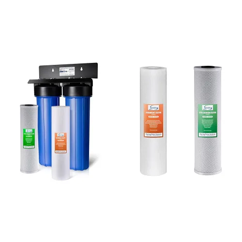 iSpring Sistema de filtro de agua de 2 etapas para toda la casa con paquete de filtro de repuesto para sedimentos, cloro y más
