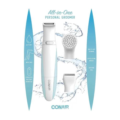 Miniatura 7 de Conair Peluquero personal todo en uno para mujer, recortadora, afeitadora de papel de aluminio para mujeres y cepillo exfoliante