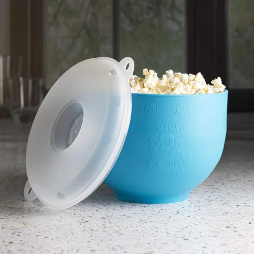 Miniatura 8 de Goodful Máquina de Palomitas de Silicona Plegable, Fabricante de Palomitas de Aire Caliente para Microondas, Tazón Hecho sin BPA, Azul