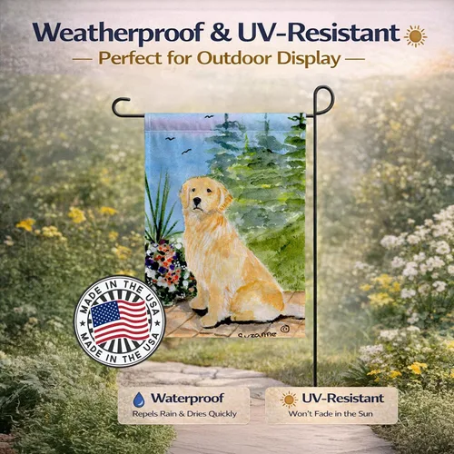 Miniatura 5 de Caroline's Treasures SS8758GF - Bandera decorativa para jardín con diseño de Golden Retriever para jardín, jardín, jardín, multicolor, diseño