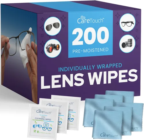 Miniatura 10 de Care Touch Toallitas para Lentes de Anteojos - 100 Unidades de Toallitas Prehumedecidas Envueltas Individualmente, 5 x 6 Pulgadas - Limpiador