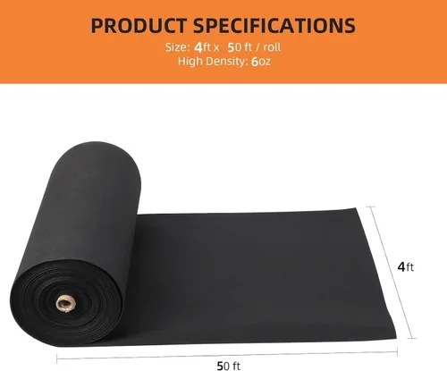 Miniatura 2 de Hipicute Paisaje geotextil, tela geotextil de 4 pies x 50 pies y 6 onzas, drenaje PP resistencia a la tracción 350N y capacidad de carga 440N